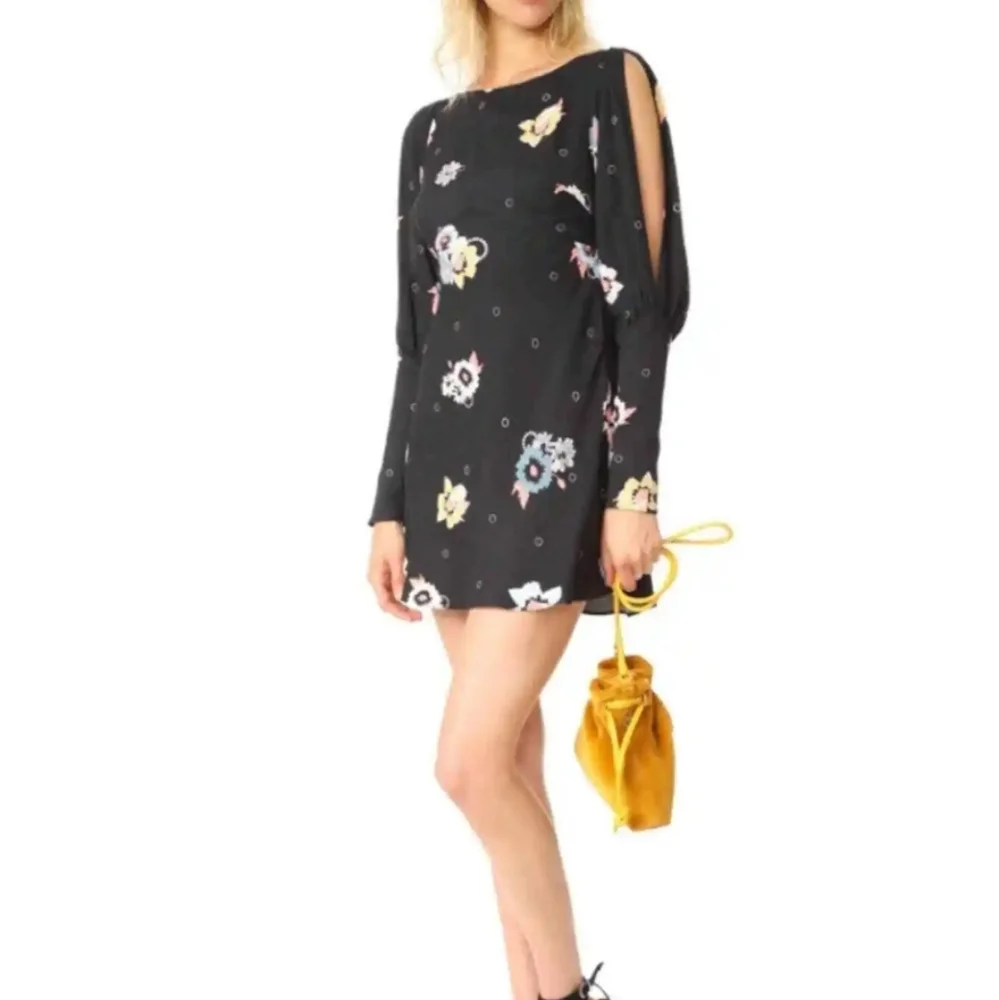 New Free People Womens Sunshadows Split-Sleeve Mini Dress Size 8 - Picture 4 of 16